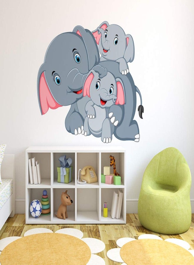 Wallstick Cartoon Elephant Family wallstickers (Vinyl 80 cm x 50 cm) - Image 2