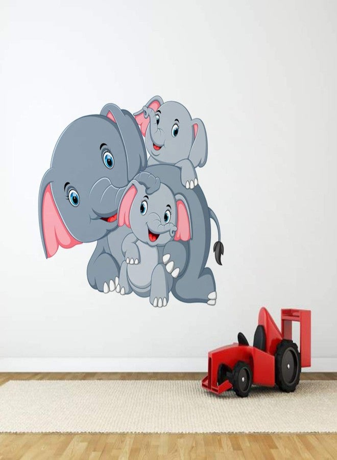 Wallstick Cartoon Elephant Family wallstickers (Vinyl 80 cm x 50 cm) - Image 3