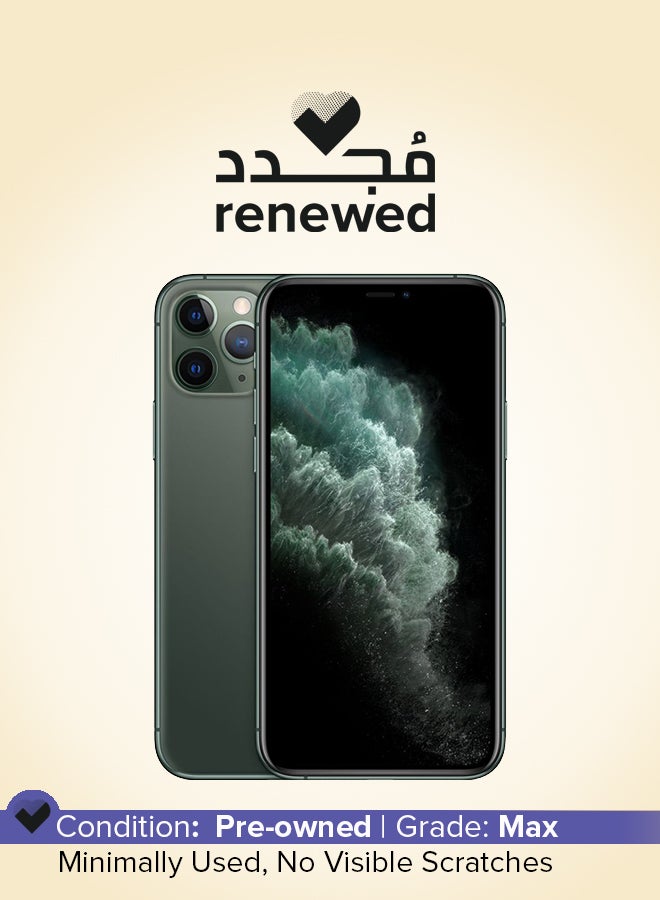ابل  مُجدد - آيفون 11 برو مع تطبيق فيس تايم وبذاكرة داخلية سعة 256 جيجابايت ويدعم تقنية 4G LTE، لون أخضر الليل - نسخة الإمارات العربية المتحدة - Image 1