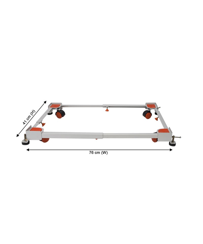 Shop4Ever Adjustable Heavy Duty Washing Machine Stand with Wheels | Front & Top Load | Fits 5–8 KG | Multi-Use Refrigerator & Cooler Base | Anti-Vibration | Rust-Proof - Image 2