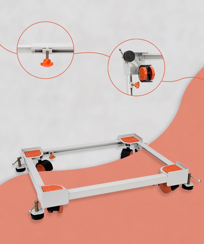 Shop4Ever Adjustable Heavy Duty Washing Machine Stand with Wheels | Front & Top Load | Fits 5–8 KG | Multi-Use Refrigerator & Cooler Base | Anti-Vibration | Rust-Proof - Image 4