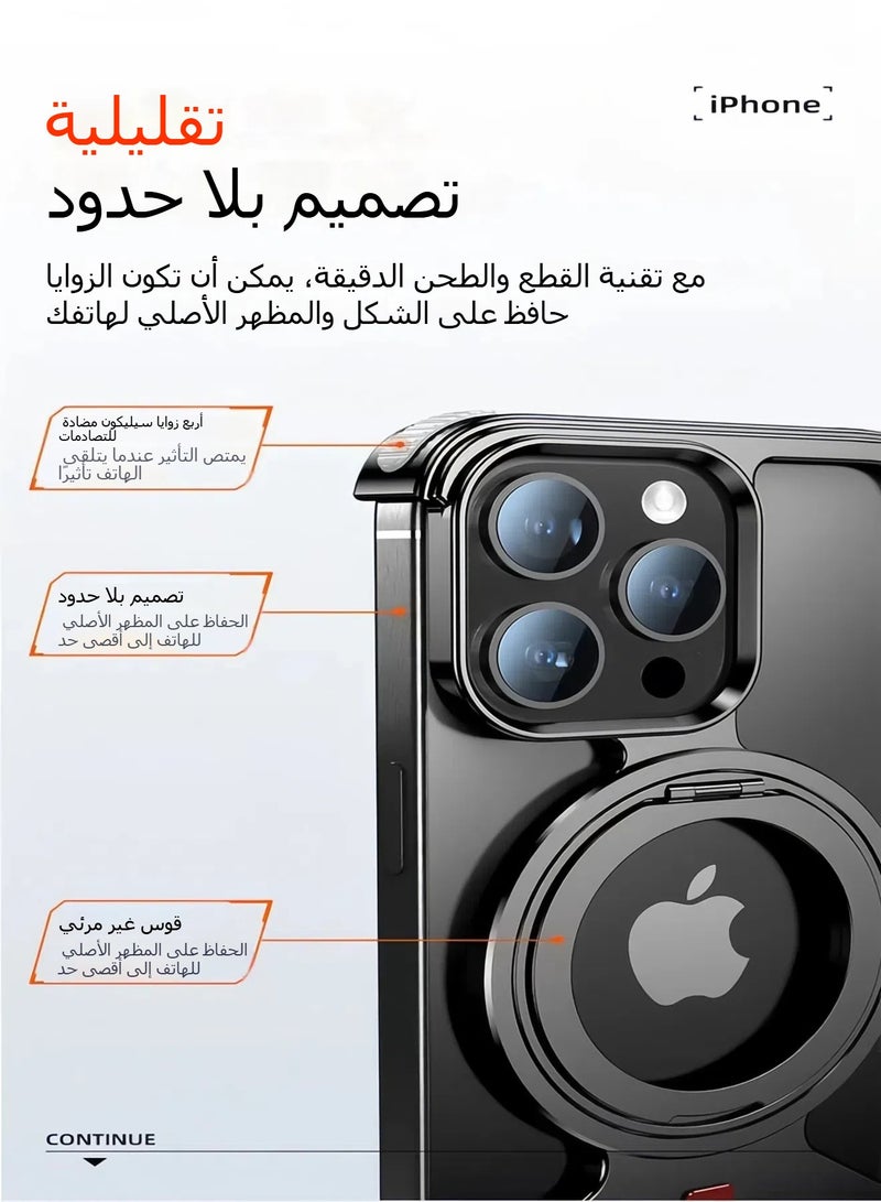 Compatible with iPhone 16 Pro Max 16 Pro Bezel-less Magnetic Phone Case Sleek Minimalist Protective Shock-Absorbing Aircraft-Grade Aluminum Case