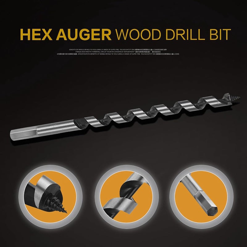 Carbon Steel Auger Bit Set in, Auger Drill Bit Set Machined, L Auger Drill Bits for for Accuracy, Hex Shank, for Power Drills - Image 5