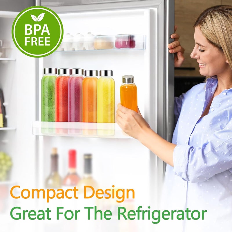 Zukro Glass Water Bottles with Lids 18 oz, Reusable Juice Bottles for Juicing, Leak Proof Juice Storage Containers for Fridge, Clear Drinking Jars With Stainless Steel Caps, BPA Free, Set of 6 Gold - Image 3