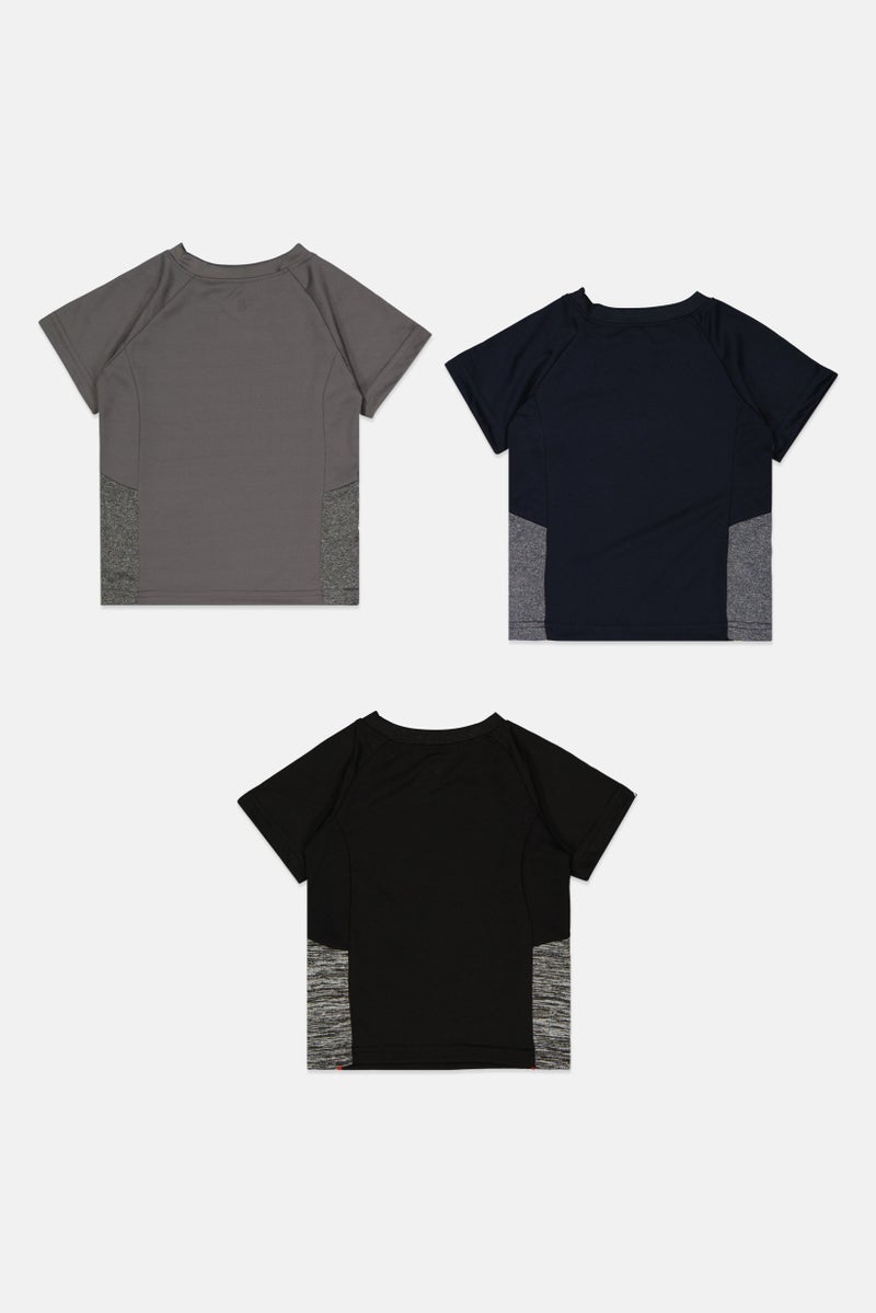 Body Glove Toddlers Boy 3 Pack Short Sleeve Plain T Shirt, Black - Image 2