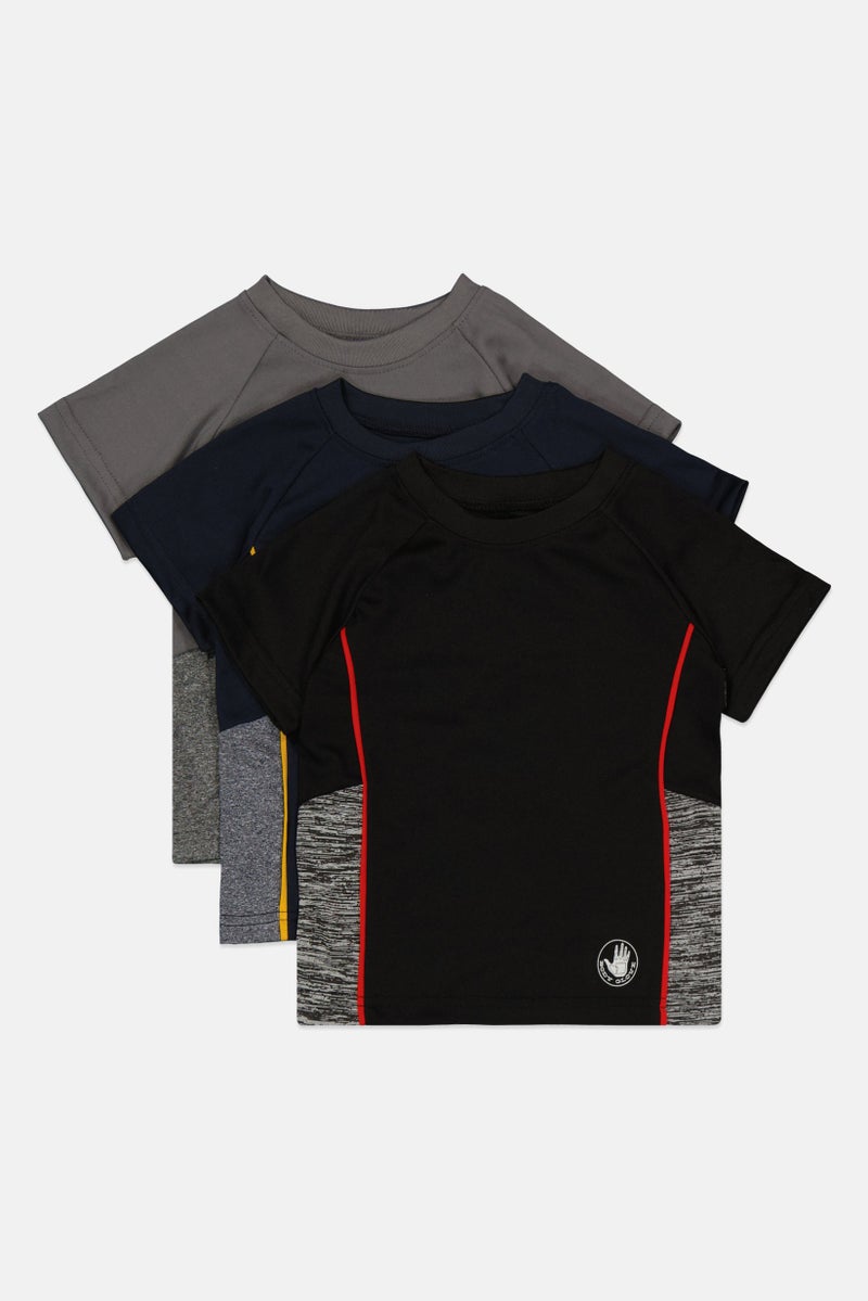 Body Glove Toddlers Boy 3 Pack Short Sleeve Plain T Shirt, Black - Image 1