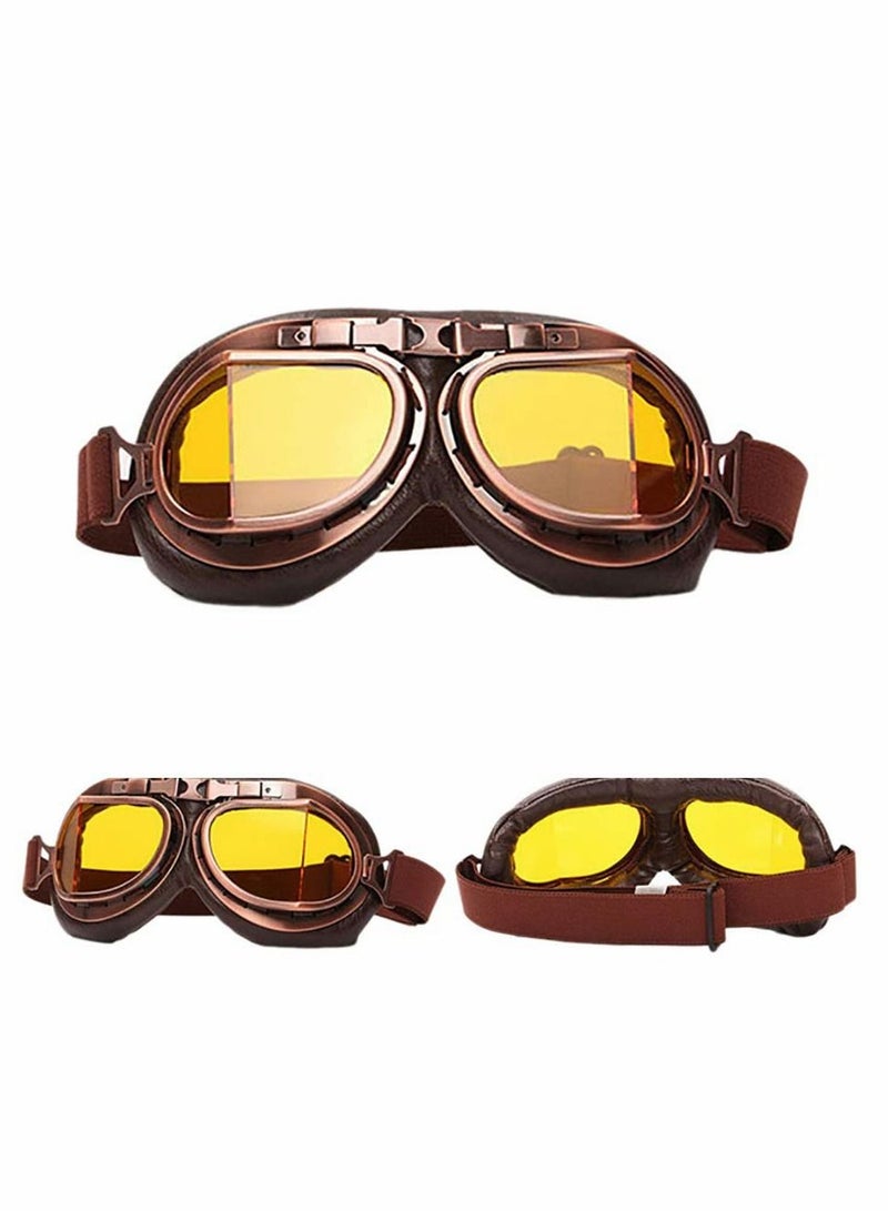 SYOSI Motorcycle Goggles, Vintage Pilot Style Cruiser Scooter Goggle, Outdoor Sand Goggles, Bike Racer Touring Eyewear for Half Helmet Leather Riding Glasses Scooter ATV Off-Road Anti-Scratch - Image 5
