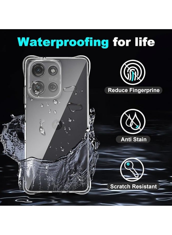 [1+1 Sets] For Motorola Moto G75 Case & Screen Protector Crystal Clear Ultra Slim Anti Scratch Shockproof Protective TPU Back Cover with Tempered Glass Screen Protector - Image 3