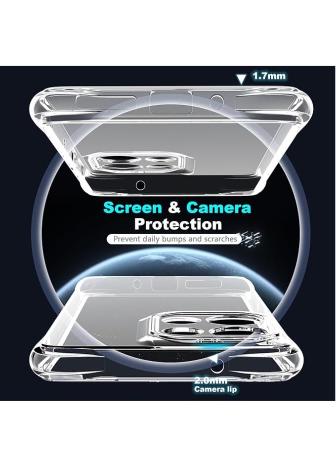 [1+1 Sets] For Motorola Moto G75 Case & Screen Protector Crystal Clear Ultra Slim Anti Scratch Shockproof Protective TPU Back Cover with Tempered Glass Screen Protector - Image 5
