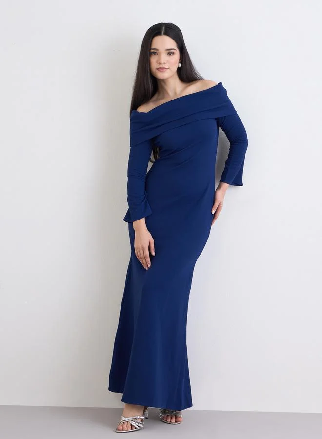 ستايلي فستان سهرة طويل بياقة باردو