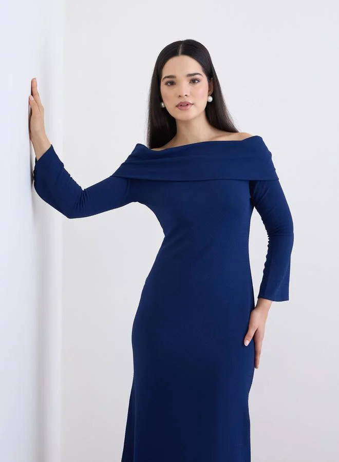 ستايلي فستان سهرة طويل بياقة باردو