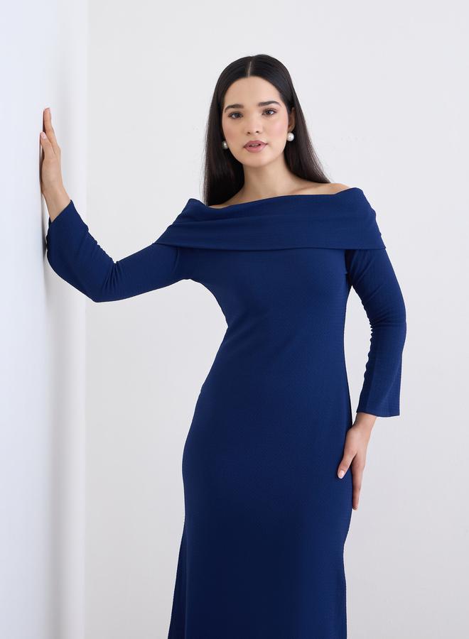 ستايلي فستان سهرة طويل بياقة باردو - Image 1