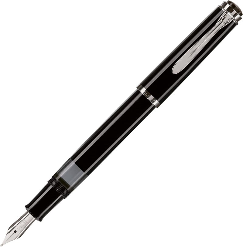 بيليكان Pelikan Classic M205 Black Fountain Pen with Medium Nib in Silver Gift Box - Image 1