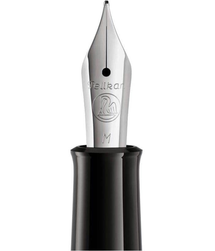 بيليكان Pelikan Classic M205 Black Fountain Pen with Medium Nib in Silver Gift Box - Image 2