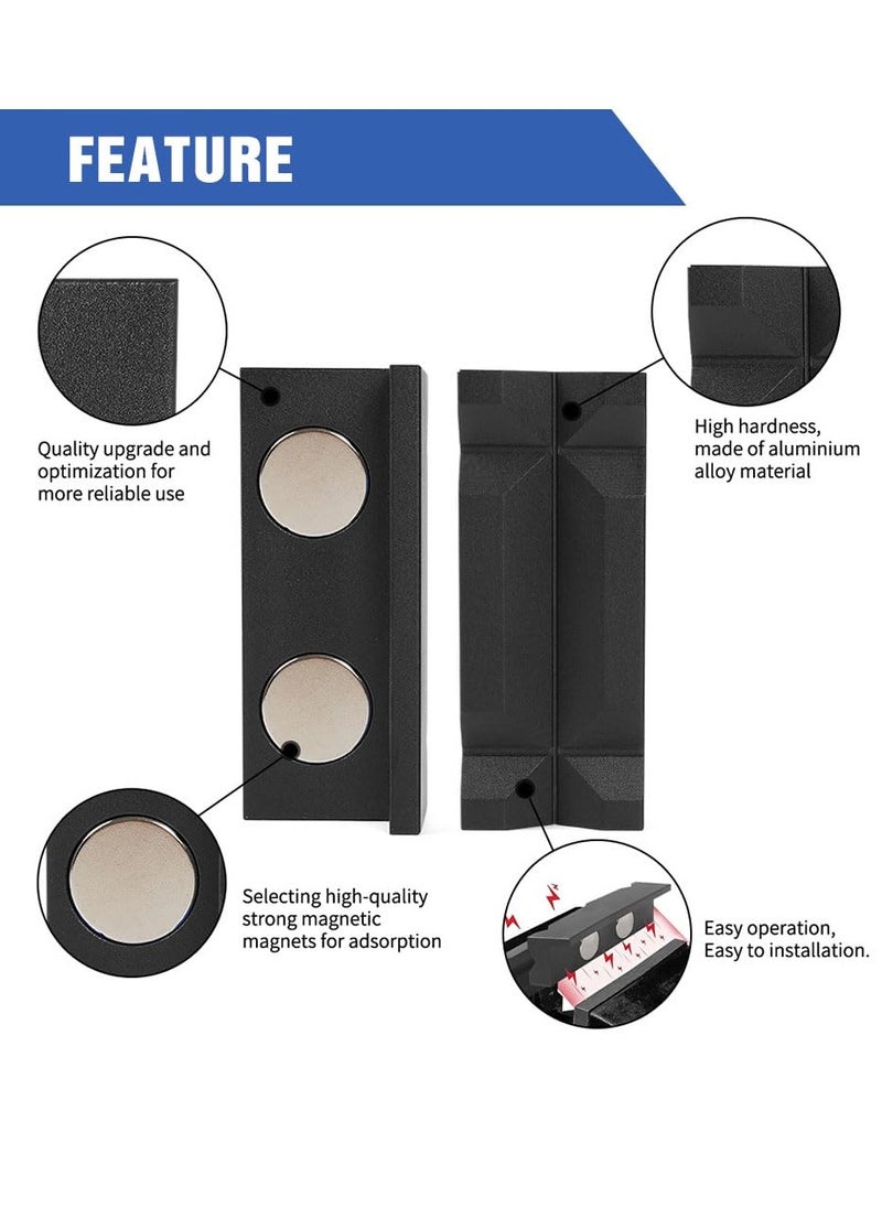 Excefore Aluminum 4" Vise Jaws Pads, Magnetic Reversible Pipe Vise, AN Fitting Vice Jaw Covers, Professional Grade Multi-Purpose Vise Jaw Protective Inserts for Any Metal Bench Vice, 4", Upgrade-Black  - Image 3