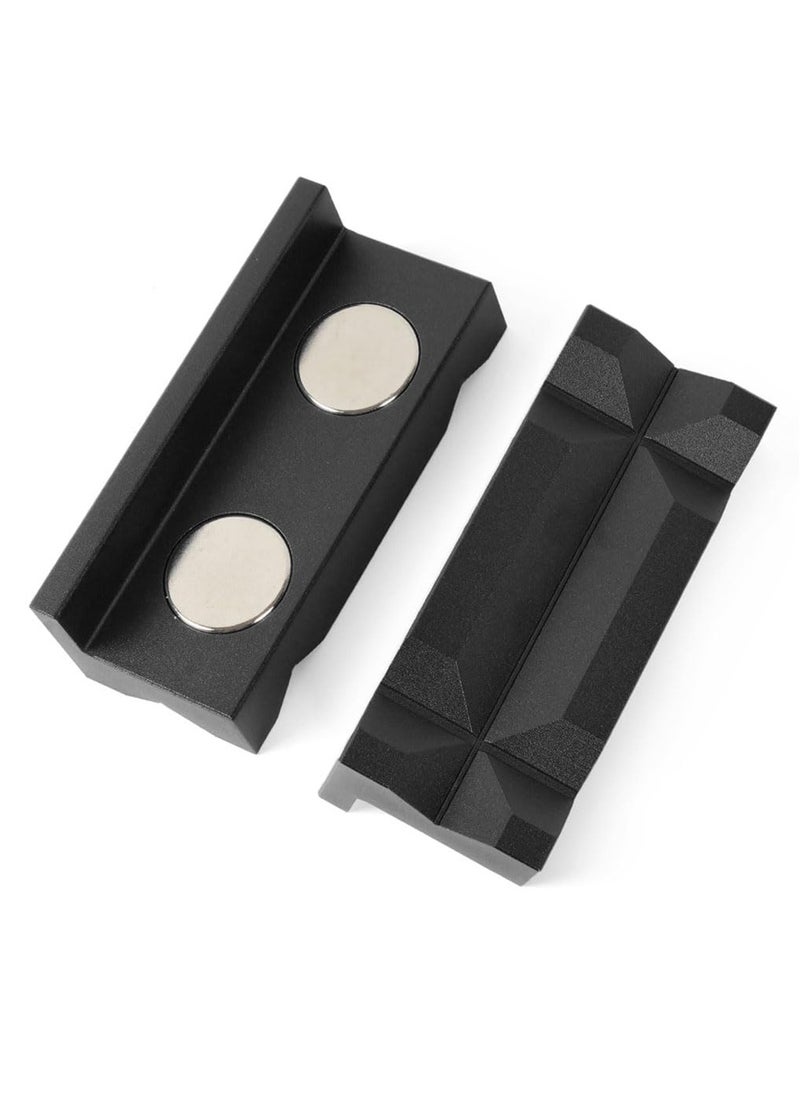 Excefore Aluminum 4" Vise Jaws Pads, Magnetic Reversible Pipe Vise, AN Fitting Vice Jaw Covers, Professional Grade Multi-Purpose Vise Jaw Protective Inserts for Any Metal Bench Vice, 4", Upgrade-Black  - Image 1