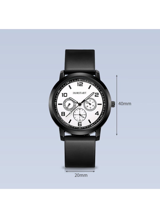 Yajia Student Watch For Men, Casual Youth Digital Three-eye Quartz Silicone Watch For Students, Exams And Civil Servants, Men's Wrisch - Image 4