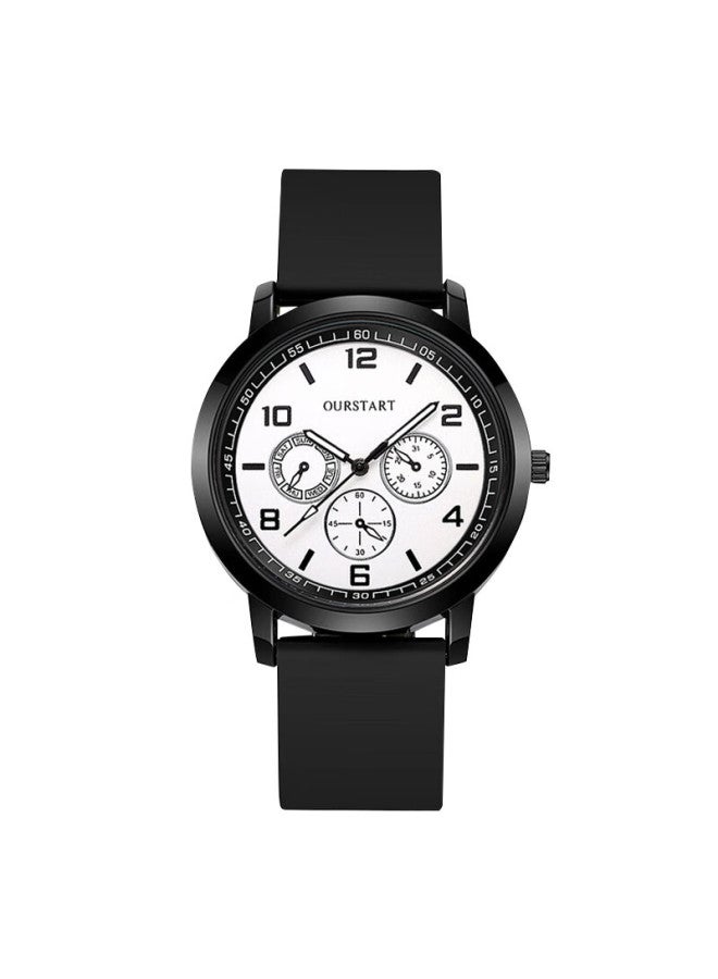 Yajia Student Watch For Men, Casual Youth Digital Three-eye Quartz Silicone Watch For Students, Exams And Civil Servants, Men's Wrisch - Image 5