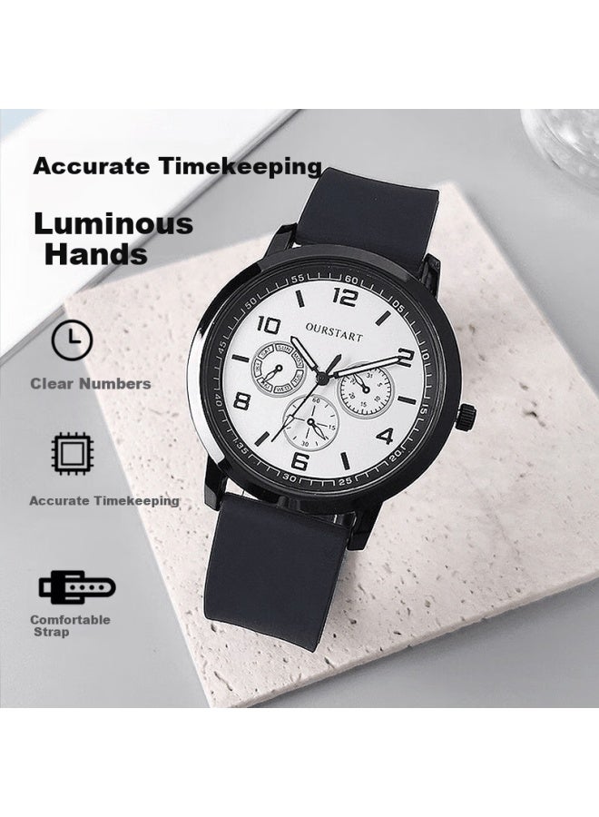 Yajia Student Watch For Men, Casual Youth Digital Three-eye Quartz Silicone Watch For Students, Exams And Civil Servants, Men's Wrisch - Image 2