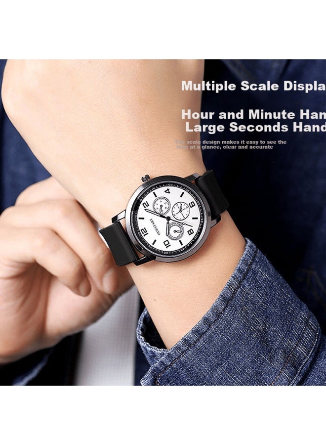 Yajia Student Watch For Men, Casual Youth Digital Three-eye Quartz Silicone Watch For Students, Exams And Civil Servants, Men's Wrisch - Image 3