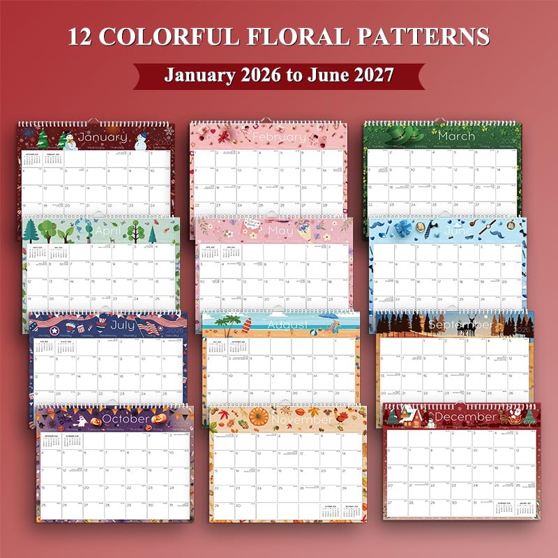 Ymumuda Wall Calendar 2026-2027,11"Ã—14", 18 Months from JAN. 2026 to JUN. 2027, Hanging Calendar Spiral Binding, Unique Monthly Calendar for Easy Planningï¼ŒPerfect for School Office Work Schedule - Image 2
