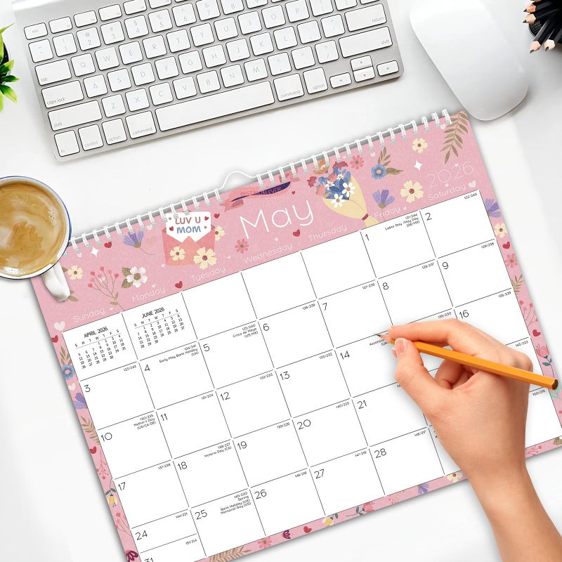 Ymumuda Wall Calendar 2026-2027,11"Ã—14", 18 Months from JAN. 2026 to JUN. 2027, Hanging Calendar Spiral Binding, Unique Monthly Calendar for Easy Planningï¼ŒPerfect for School Office Work Schedule - Image 4