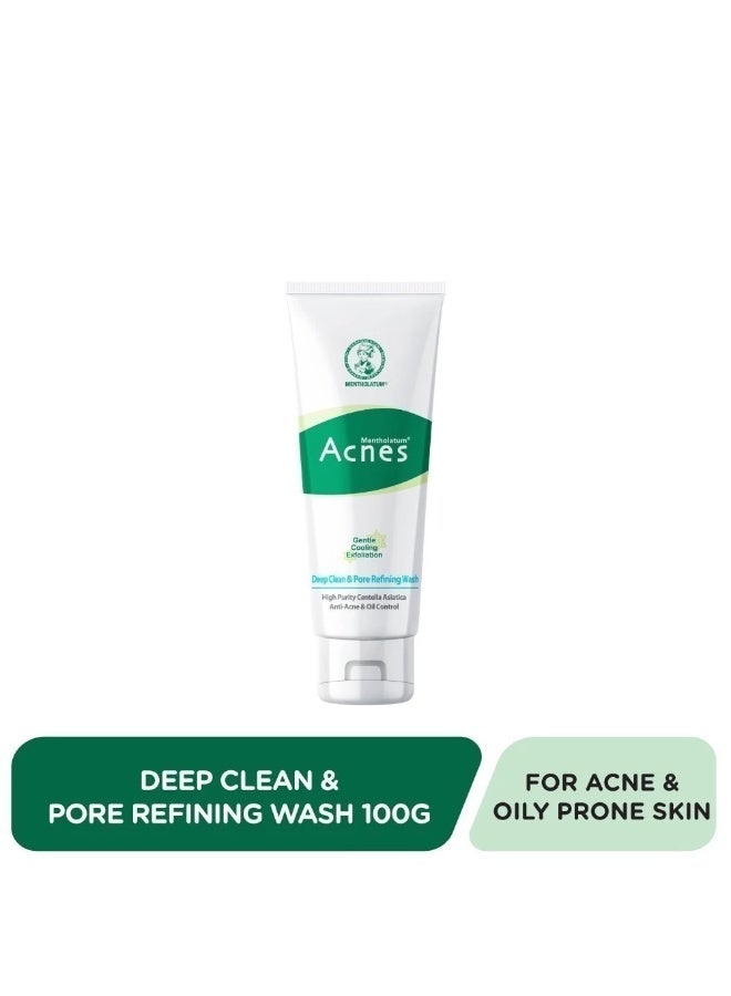 Mentholatum Acnes Deep Clean & Pore Refining Face Wash 100g, Anti Acne Facial Cleanser with Salicylic Acid, Oil Control, Gentle Exfoliating Jojoba Beads, Menthol & Centella Asiatica - Image 2