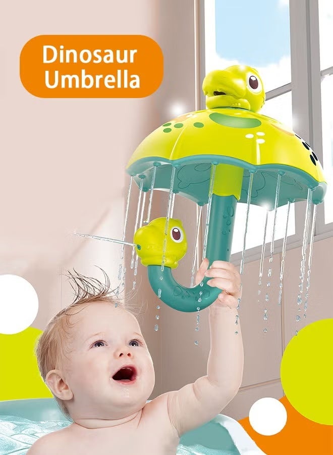Dinosaur Umbrella Water Sprinkler Bath Toy, Shower Head Toy Water Toy Bathtub Rain Toy Tub Toy with Turnable Dinosaur Head and Handle - Image 2