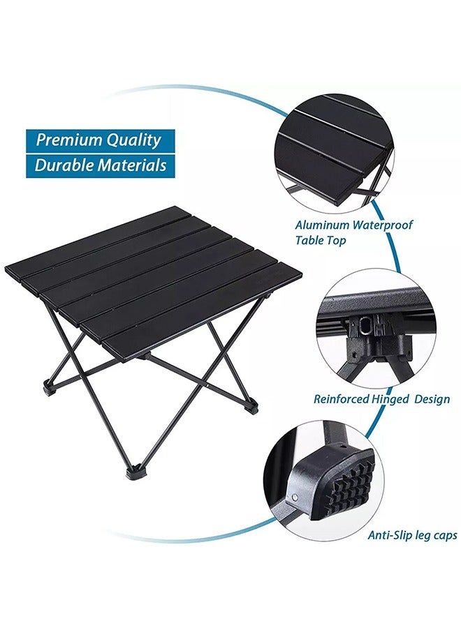 Camping Table Folding Portable Camp Side Table Aluminum Lightweight Carry Bag Beach Outdoor Hiking Picnics BBQ Cooking Dining Kitchen Black - Image 3