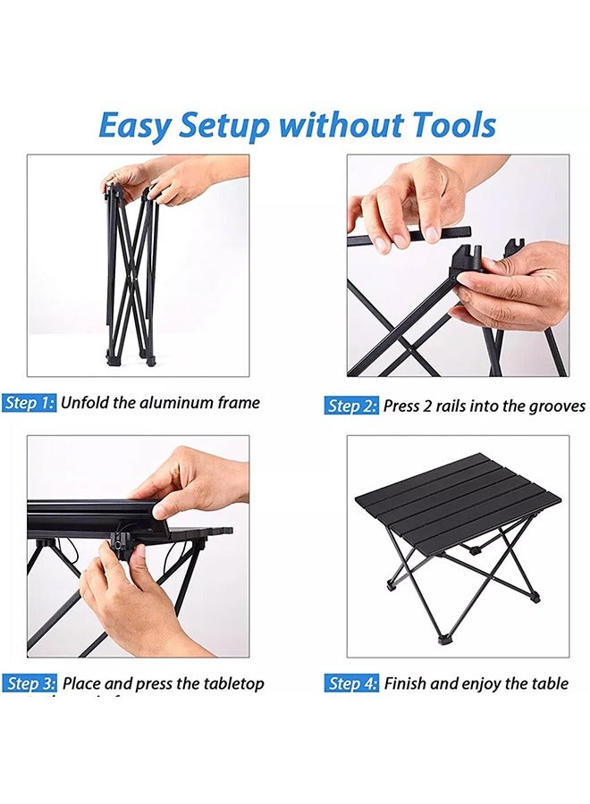 Camping Table Folding Portable Camp Side Table Aluminum Lightweight Carry Bag Beach Outdoor Hiking Picnics BBQ Cooking Dining Kitchen Black - Image 5