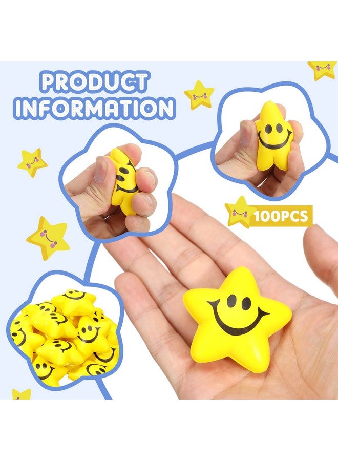 Kasyat 100 Pcs Star Smile Face Stress Balls Star Mini Foam Smile Ball Mini Stress Balls Yellow Small Stress Relief Toy For People Over 6 Years Old - Image 3