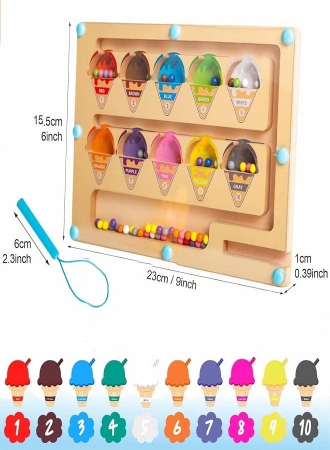 Jamal Magnetic Color & Number Maze – Montessori Wooden Educational Puzzle Board for Toddlers – Counting, Matching & Fine Motor Skill Learning Games for Preschoolers - Image 2