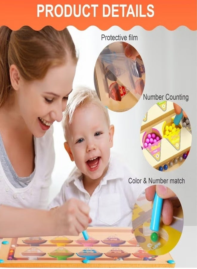 Jamal Magnetic Color & Number Maze – Montessori Wooden Educational Puzzle Board for Toddlers – Counting, Matching & Fine Motor Skill Learning Games for Preschoolers - Image 3