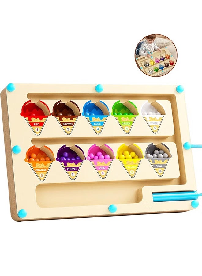 Jamal Magnetic Color & Number Maze – Montessori Wooden Educational Puzzle Board for Toddlers – Counting, Matching & Fine Motor Skill Learning Games for Preschoolers - Image 1