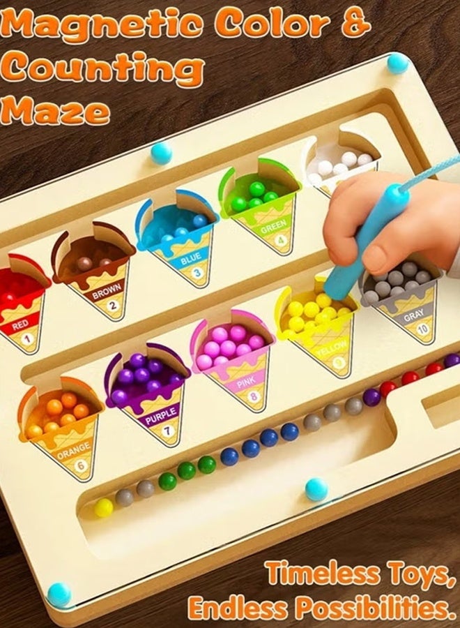 Jamal Magnetic Color & Number Maze – Montessori Wooden Educational Puzzle Board for Toddlers – Counting, Matching & Fine Motor Skill Learning Games for Preschoolers - Image 4