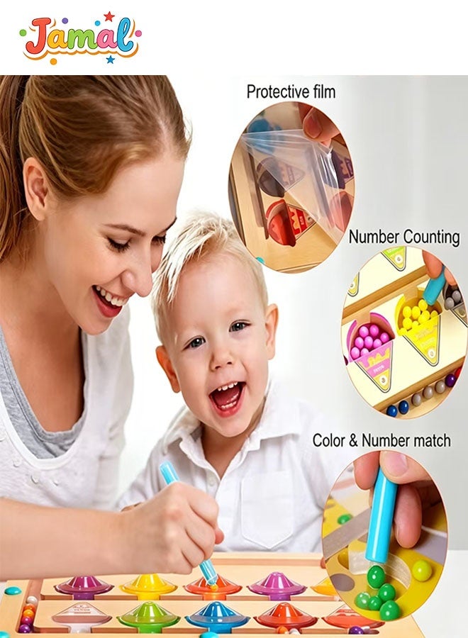 Jamal Magnetic Color & Number Maze – Montessori Wooden Educational Puzzle Board for Toddlers – Counting, Matching & Fine Motor Skill Learning Games for Preschoolers - Image 3