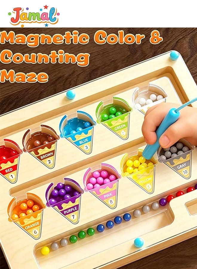 Jamal Magnetic Color & Number Maze – Montessori Wooden Educational Puzzle Board for Toddlers – Counting, Matching & Fine Motor Skill Learning Games for Preschoolers - Image 4