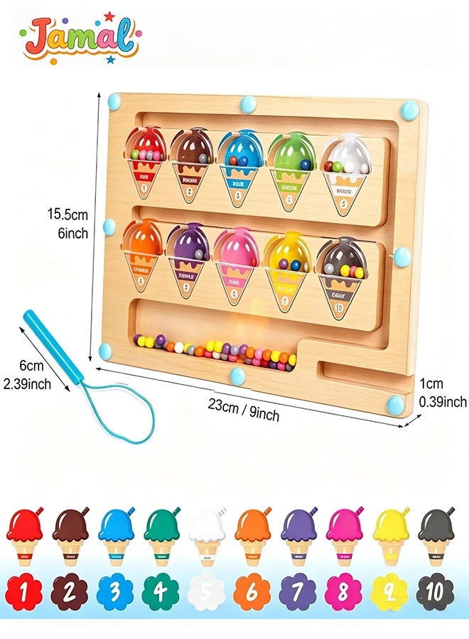 Jamal Magnetic Color & Number Maze – Montessori Wooden Educational Puzzle Board for Toddlers – Counting, Matching & Fine Motor Skill Learning Games for Preschoolers - Image 2