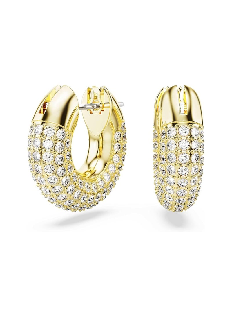 SWAROVSKI Dextera hoop earrings Pavé, White, Gold-tone plated - Image 1