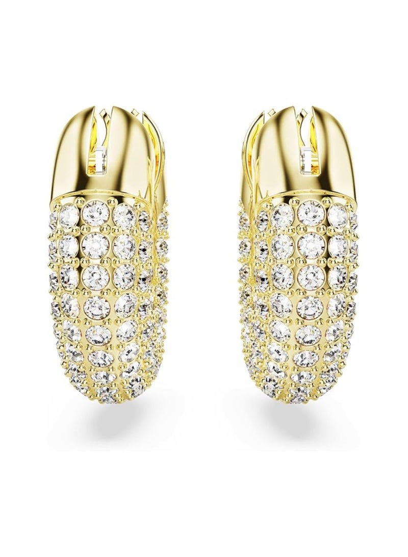 SWAROVSKI Dextera hoop earrings Pavé, White, Gold-tone plated - Image 2