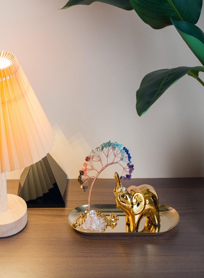 ZenBless 7 Chakra Healing Crystal Tree Ceramic Elephant Decor Elephant Gifts for Women, Elephants Statues Home Decor, Yoga Meditation Zen Spiritual Room Home Shelf Decor Feng Shui Good Luck - Image 3