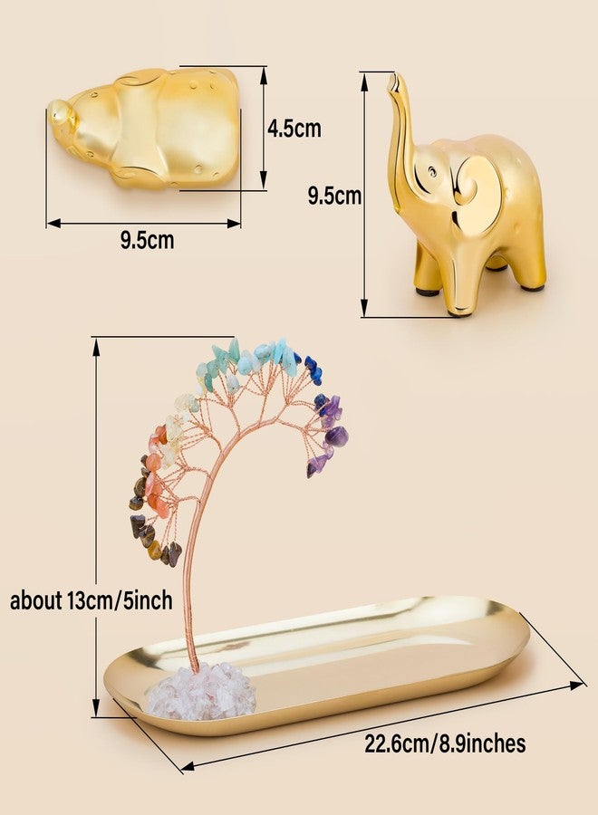 ZenBless 7 Chakra Healing Crystal Tree Ceramic Elephant Decor Elephant Gifts for Women, Elephants Statues Home Decor, Yoga Meditation Zen Spiritual Room Home Shelf Decor Feng Shui Good Luck - Image 5