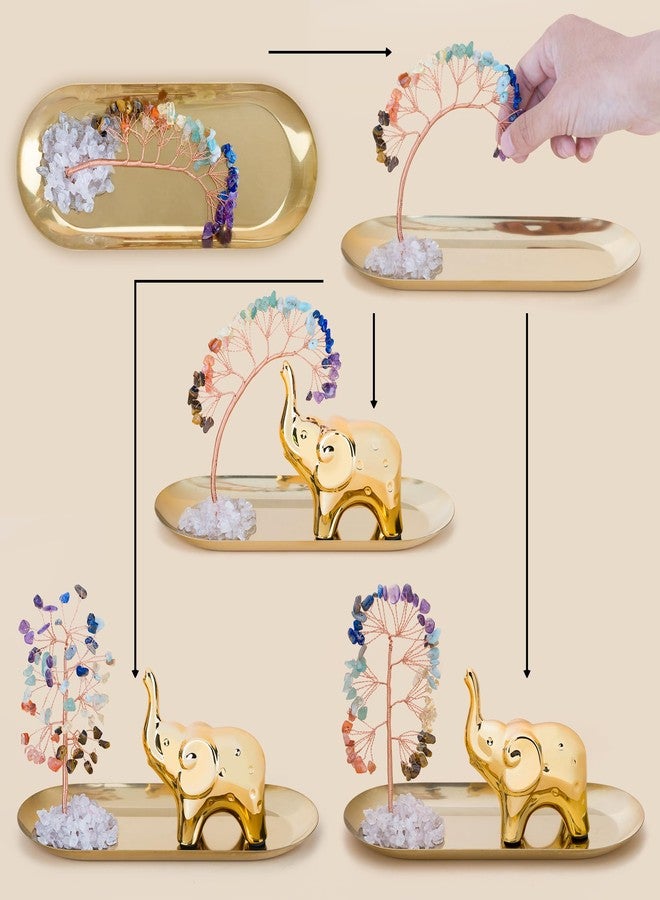 ZenBless 7 Chakra Healing Crystal Tree Ceramic Elephant Decor Elephant Gifts for Women, Elephants Statues Home Decor, Yoga Meditation Zen Spiritual Room Home Shelf Decor Feng Shui Good Luck - Image 4