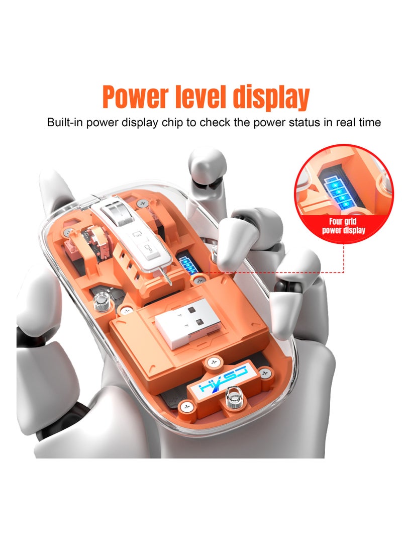 HXSJ - Three-mode Transparent Wireless Gaming Mouse, Wireless Mouse For Laptop, 2.4G Portable Wireless Mouse Bluetooth 5.1 Silent Magnetic Rechargeable Wireless Mouse With Power Display Computer Mouse Wireless Mouse Gaming Laptop Mouse for Notebook, PC, Office Home Work - Image 1