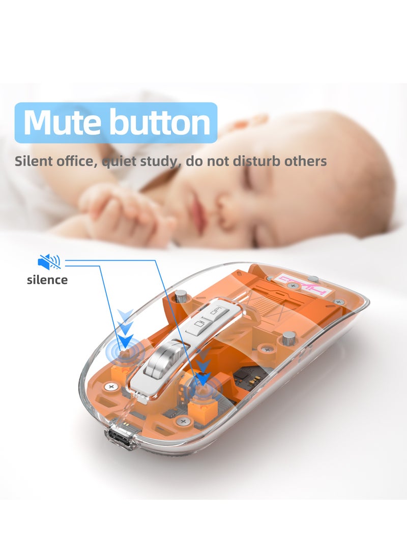 HXSJ - Three-mode Transparent Wireless Gaming Mouse, Wireless Mouse For Laptop, 2.4G Portable Wireless Mouse Bluetooth 5.1 Silent Magnetic Rechargeable Wireless Mouse With Power Display Computer Mouse Wireless Mouse Gaming Laptop Mouse for Notebook, PC, Office Home Work - Image 1