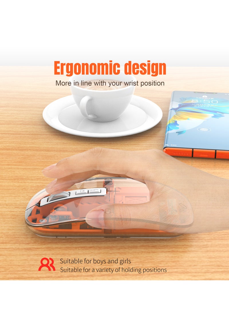 HXSJ - Three-mode Transparent Wireless Gaming Mouse, Wireless Mouse For Laptop, 2.4G Portable Wireless Mouse Bluetooth 5.1 Silent Magnetic Rechargeable Wireless Mouse With Power Display Computer Mouse Wireless Mouse Gaming Laptop Mouse for Notebook, PC, Office Home Work - Image 1
