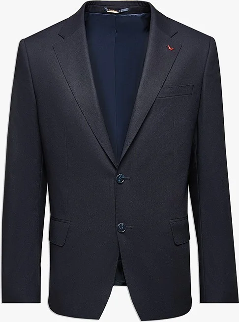 D'S DAMAT Slim Fit Navy Blue Plain Mono Collar Double Slit Lined Suit 4HF05ORT01577