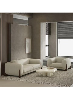 بوبينز هوم Poppins HOME أريكة أرضية حديثة باللون العاجي/مقعد مزدوج/أريكة فردية تتسع لـ 3/2 أشخاص مع ذراع سهرة  - Image 1