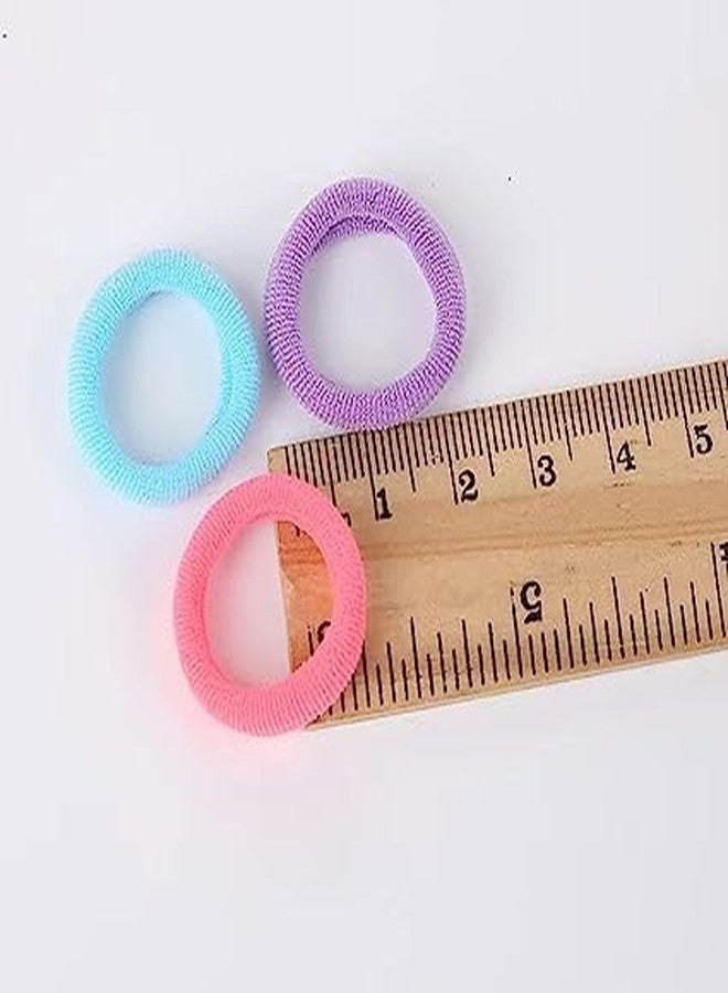 Mluffy Multicolor Hair Rubber Band Ponytail Holder Elasticity Bands | Thick Seamless Cotton Hair Ties Mini Soft Ponytail Holders for Girl's (Pack Of 100) - Image 3