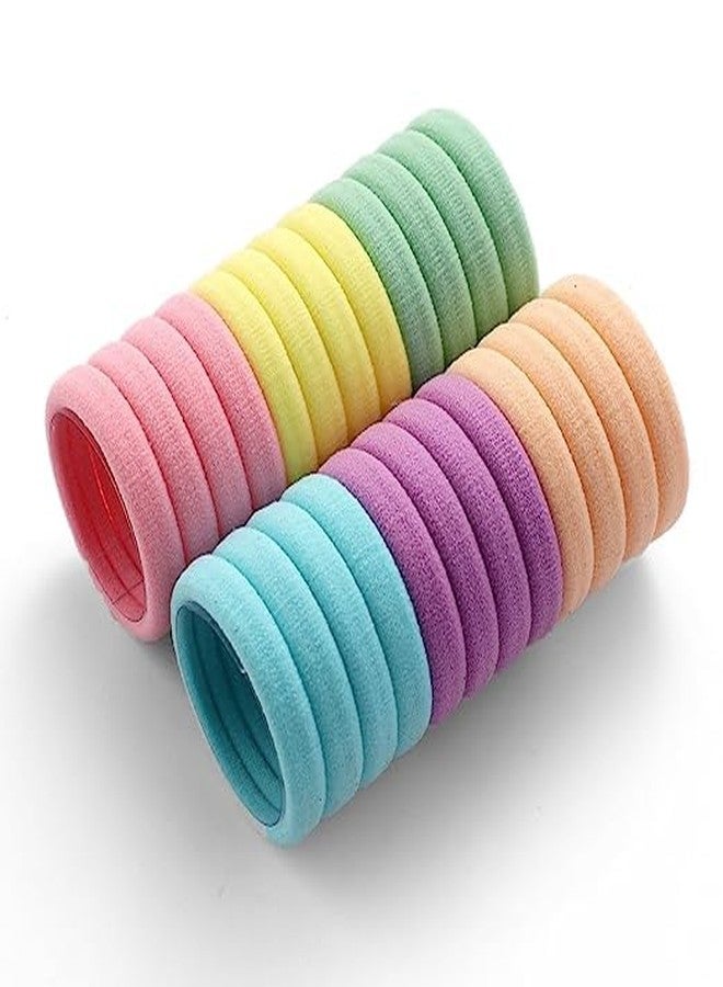 Mluffy Multicolor Hair Rubber Band Ponytail Holder Elasticity Bands | Thick Seamless Cotton Hair Ties Mini Soft Ponytail Holders for Girl's (Pack Of 100) - Image 1
